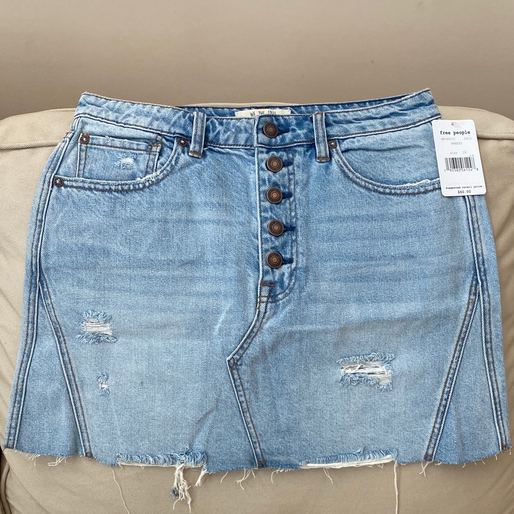 Free People A-Line Denim Skirt - Picture 2 of 8